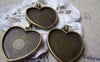 Accessories - 10 Pcs Of Antique Bronze Heart Cameo Base Settings 28x33mm A3719