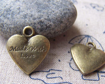 Accessories - 10 Pcs Of Antique Bronze Heart Charms 17x19mm A3057