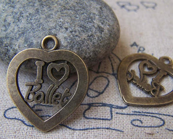 Accessories - 10 Pcs Of Antique Bronze Heart Charms 21x24mm A2295