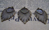 Accessories - 10 Pcs Of Antique Bronze Heart Shaped Feather Base Settings Match 10x10mm Cameo  A3186