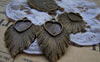 Accessories - 10 Pcs Of Antique Bronze Heart Shaped Feather Base Settings Match 10x10mm Cameo  A3186