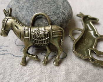 Accessories - 10 Pcs Of Antique Bronze Horse Charms 28x33mm A6753