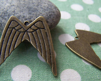 Accessories - 10 Pcs Of Antique Bronze Huge Bird Wing Charms Pendants 30x31mm A2676