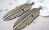 Accessories - 10 Pcs Of Antique Bronze Huge Feather Leaf Pendants 15x59mm A2912