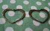 Accessories - 10 Pcs Of Antique Bronze Huge Filigree Heart Charms 26x34mm A1506