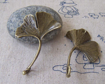 Accessories - 10 Pcs Of Antique Bronze Huge Gingko Gingkgo Leaf Connector Pendants 32x42mm A592