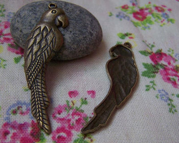 Accessories - 10 Pcs Of Antique Bronze Huge Parrot Pendant Charms 15x55mm A243