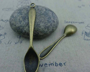 Accessories - 10 Pcs Of Antique Bronze Huge Spoon Charms Pendants 11x54mm A1442