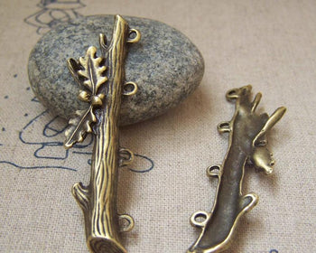 Accessories - 10 Pcs Of Antique Bronze Huge Tree Trunk Charms Pendants With Four Loops 16x56mm A2214