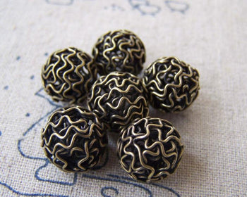 Accessories - 10 Pcs Of Antique Bronze Iron Round Wire Knots Beads 12mm A2698