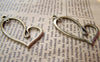 Accessories - 10 Pcs Of Antique Bronze Irregular Heart Connectors Charms 20x41mm A1069