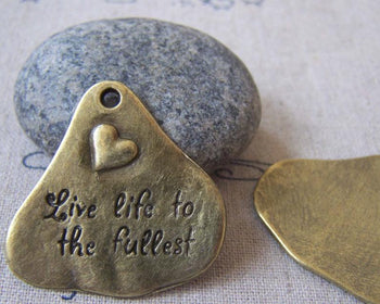 Accessories - 10 Pcs Of Antique Bronze Irregular Heart Pendants 33x33mm A4160