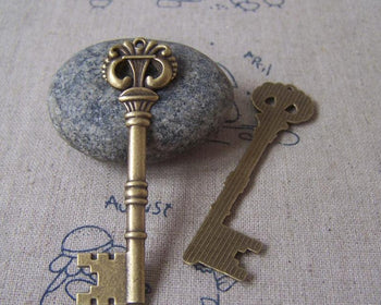 Accessories - 10 Pcs Of Antique Bronze Key Pendants Charms 14x60mm A4558