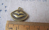 Accessories - 10 Pcs Of Antique Bronze Kiss Lips Mouth Charms 18x19mm Double Sided A4684