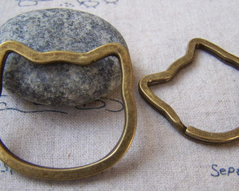 Accessories - 10 Pcs Of Antique Bronze Kitten Cat Keyring Charms 35x40mm A5592