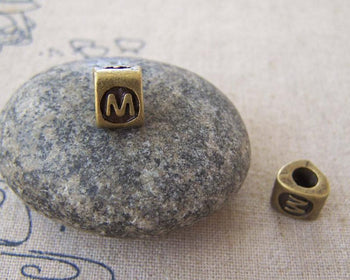 Accessories - 10 Pcs Of Antique Bronze Letter W/M Bead Charms 7x8mm A5257