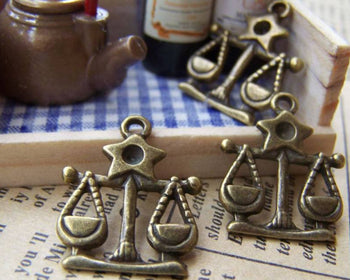 Accessories - 10 Pcs Of Antique Bronze Libra The Balance Scale Constellation Charms 17x20mm A2861
