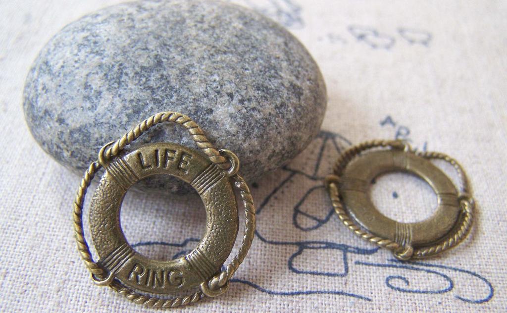 Accessories - 10 Pcs Of Antique Bronze Life Saving Life Ring Charms 22x24mm A4307