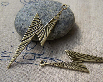 Accessories - 10 Pcs Of Antique Bronze Lightning Bolt Charms Double Sided 14x50mm A1621