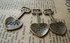 Accessories - 10 Pcs Of Antique Bronze Love Heart Spade Charms 17.5x36mm A3727