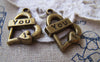 Accessories - 10 Pcs Of Antique Bronze Love You Heart Charms 18x20mm A519