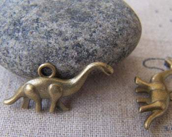 Accessories - 10 Pcs Of Antique Bronze Lovely 3D Dinosaur Charms 27mm A3674