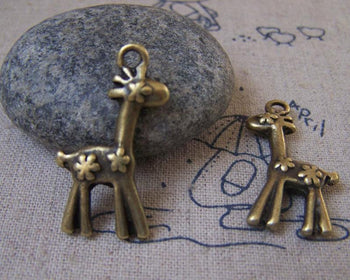 Birds, Pets & Animals - 10 pcs Antique bronze 3D Flower Giraffe Charms A2242