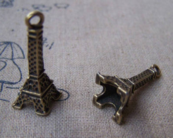 Accessories - 10 Pcs Of Antique Bronze Lovely 3D Textured Eiffel Tower Charms Pendants 10x27mm A1639