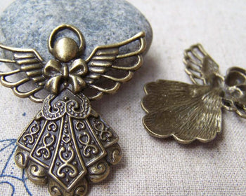 Accessories - 10 Pcs Of Antique Bronze Lovely Angel Charms Pendants 24x38mm A1595