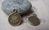 Accessories - 10 Pcs Of Antique Bronze Lovely Angel Round Charms 16mm A542