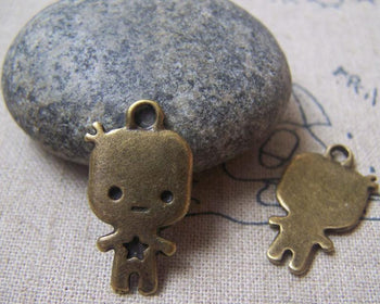 Accessories - 10 Pcs Of Antique Bronze Lovely Baby Child Charms 14x24mm A4862