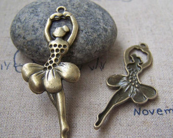 People, Profession & Hobby - 10 pcs Antique Bronze Ballerina Ballet Girl Dancer Charms 20x50mm A2955