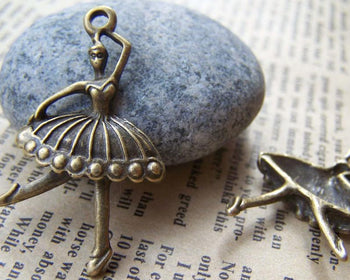 People, Profession & Hobby - 10 pcs Antique Bronze Ballerina Ballet Girl Dancer Charms 21x37mm A720
