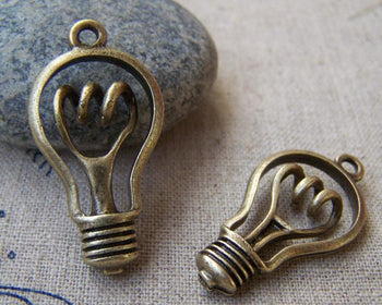 Accessories - 10 Pcs Of Antique Bronze Lovely Bulb Charms 18x29mm A676