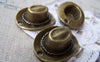 Accessories - 10 Pcs Of Antique Bronze Lovely Cowboy Hat Charms  23x30mm    A2390