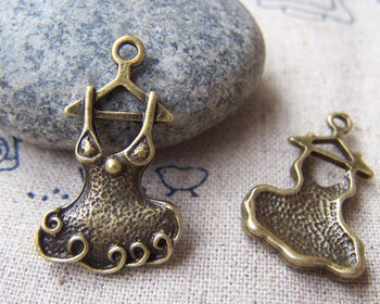 Accessories - 10 Pcs Of Antique Bronze Lovely Dress Charms  17x28mm A1915