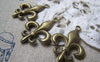Accessories - 10 Pcs Of Antique Bronze Lovely Fleur De Lis Flower Of Lily Charms 20x28mm A2954