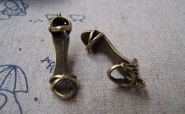 Accessories - 10 Pcs Of Antique Bronze Lovely High Heel Sandals Charms 16x28mm A3279