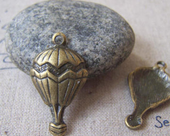 Accessories - 10 Pcs Of Antique Bronze Lovely Hot Air Balloon Charms 16x30mm A4274