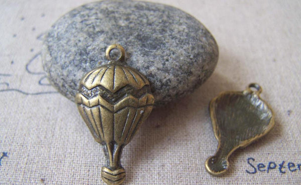 Accessories - 10 Pcs Of Antique Bronze Lovely Hot Air Balloon Charms 16x30mm A4274