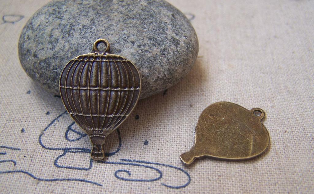 Accessories - 10 Pcs Of Antique Bronze Lovely Hot Air Balloon Charms 18x25mm A2686