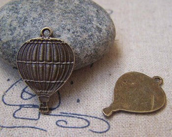 Accessories - 10 Pcs Of Antique Bronze Lovely Hot Air Balloon Charms 18x25mm A2686