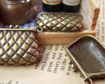 Accessories - 10 Pcs Of Antique Bronze Lovely Purse Handbag Charms 20x25mm A2985