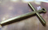 Accessories - 10 Pcs Of Antique Bronze Lovely Smooth Cross Pendant 30x48mm A3874
