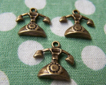 Accessories - 10 Pcs Of Antique Bronze Lovely Telephone Charms 13x14mm A1498