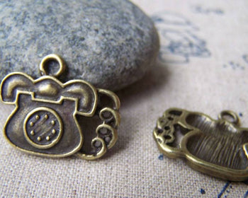 Accessories - 10 Pcs Of Antique Bronze Lovely Telephone Charms 14x22mm A1880