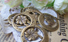 Accessories - 10 Pcs Of Antique Bronze Lucky Flower Ring Charms 25mm A1963