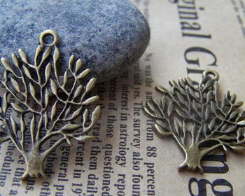 Accessories - 10 Pcs Of Antique Bronze Lush Tree Charms Pendants 25x30mm A345