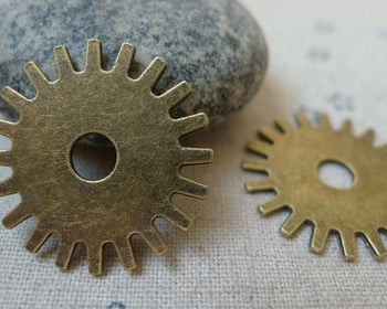 Accessories - 10 Pcs Of Antique Bronze Mechanical Watch Movement Gear Charms Pendants 25mm  A5893
