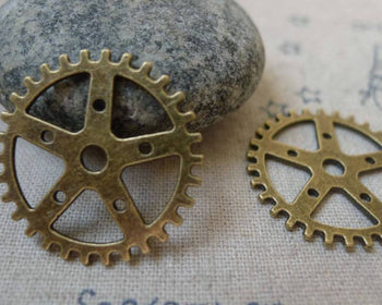 Accessories - 10 Pcs Of Antique Bronze Mechanical Watch Movement Gear Charms Pendants 25mm  A5894